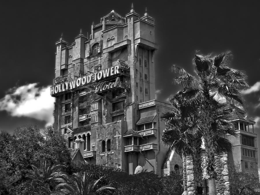 Tower Of Terror In Black and White Walt Disney World Photograph by Thomas Woolworth