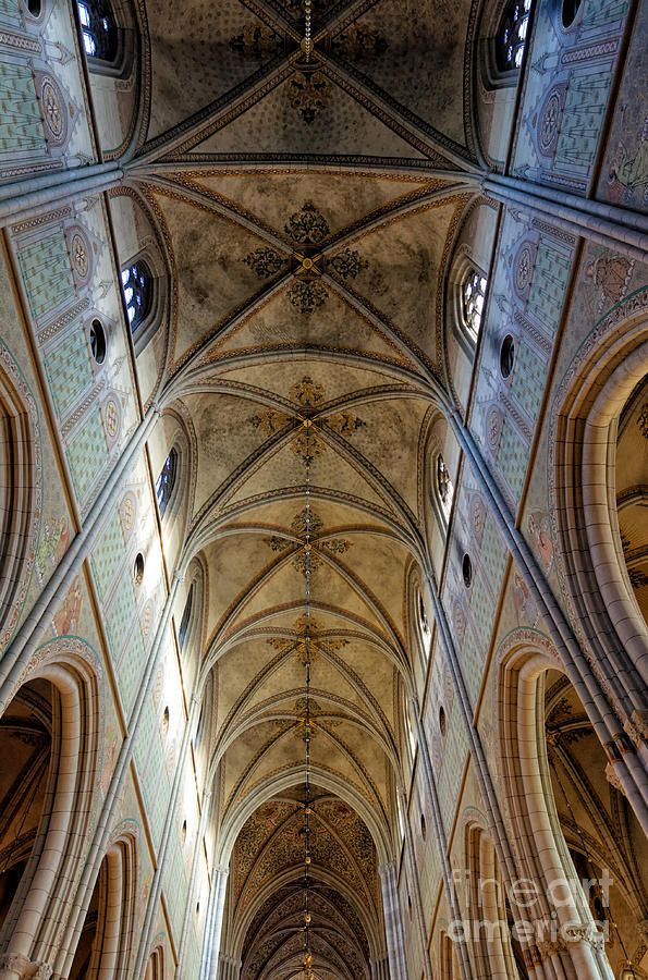 Towering Art The Painted Ceiling Above The Nave Of Uppsala Cathedral Sweden