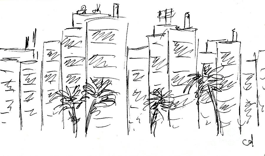 Towers of Playamar in Torremolinos Drawing by Chani Demuijlder