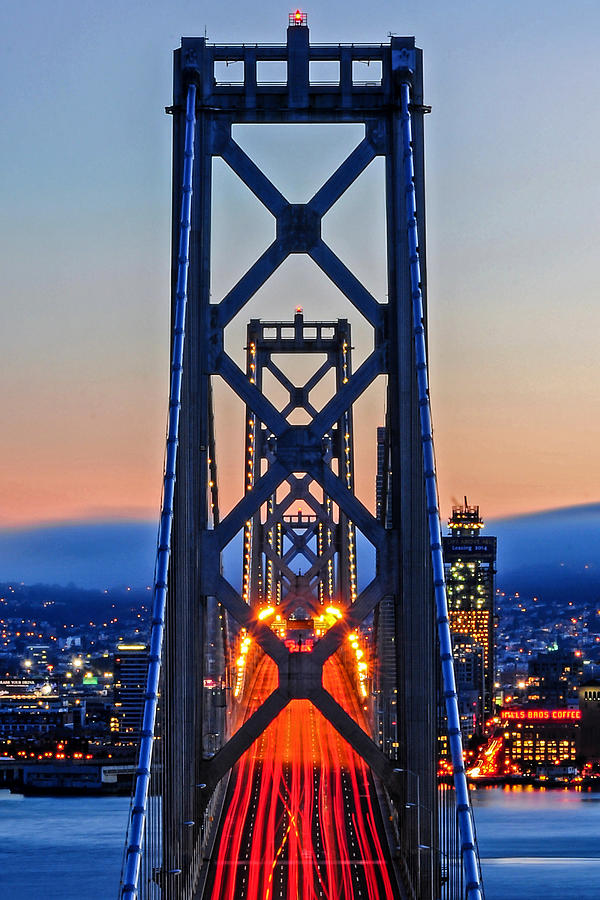 Towers of the Bay Bridge Perfectly Aligned Photograph by Joel Thai