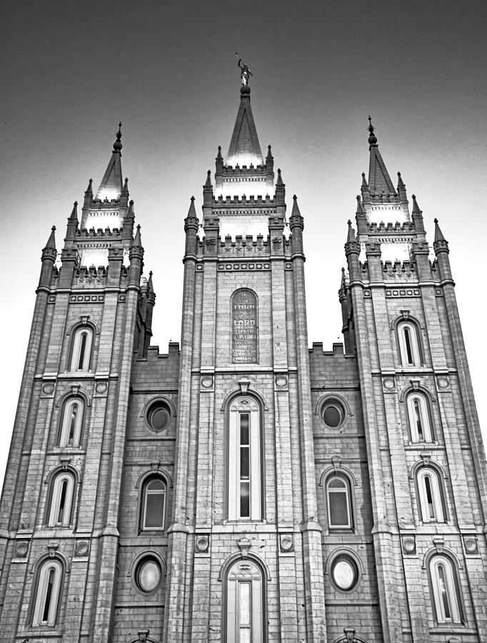 Black And White Photograph - Towers Of The Salt Lake Temple by Barbara Budzinski