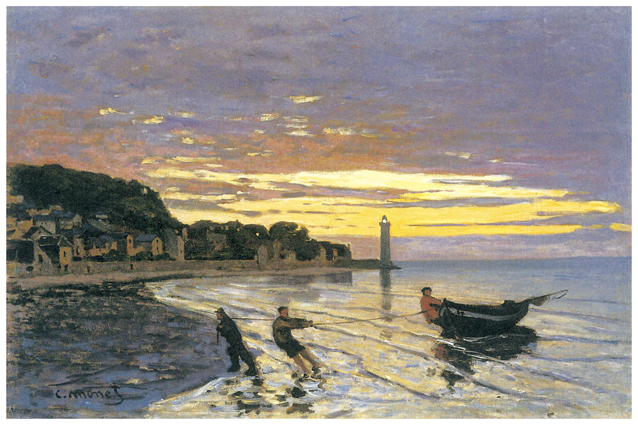 Claude Monet Painting - Towing a Boat Honfleur by Claude Monet