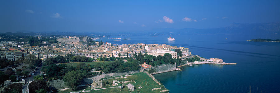 Architecture Photograph - Town At The Waterfront, Corfu, Greece by Panoramic Images