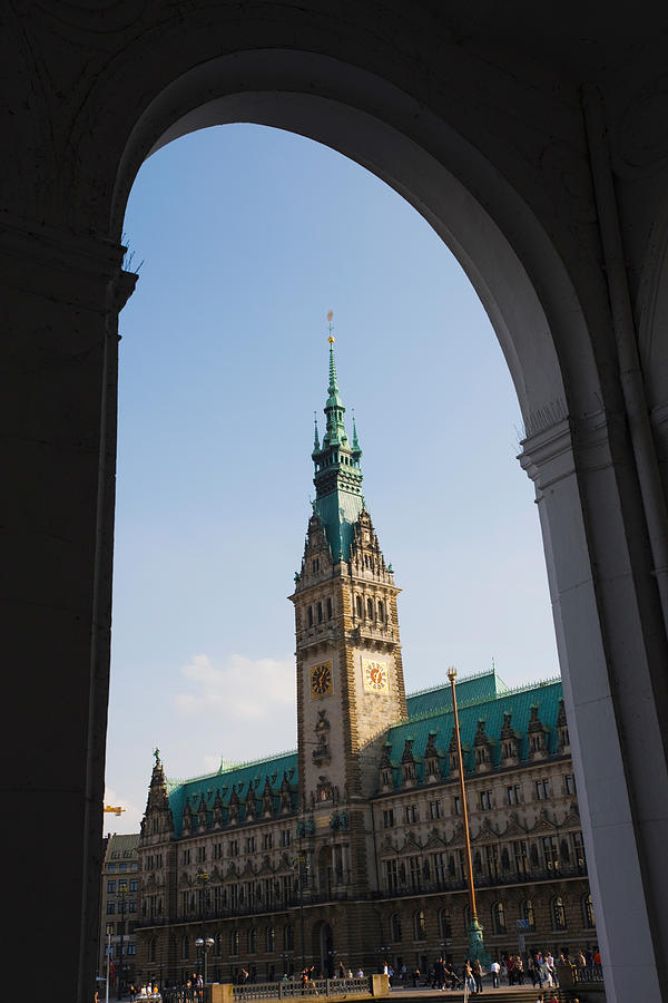 Architecture Photograph - Town Hall Viewed Through An Arch by Panoramic Images