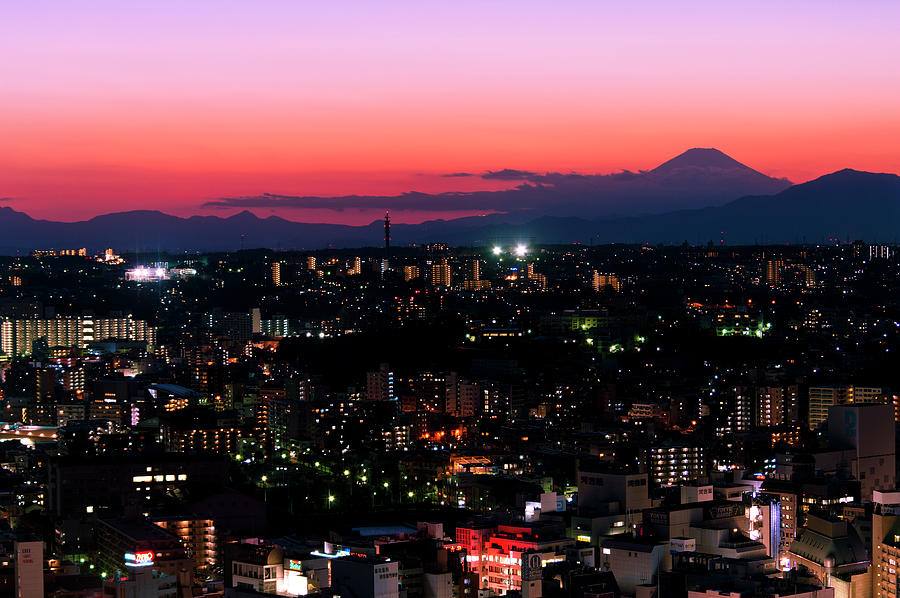 Town Light And Mt. Fuji Form Yokohama Photograph by Motodan