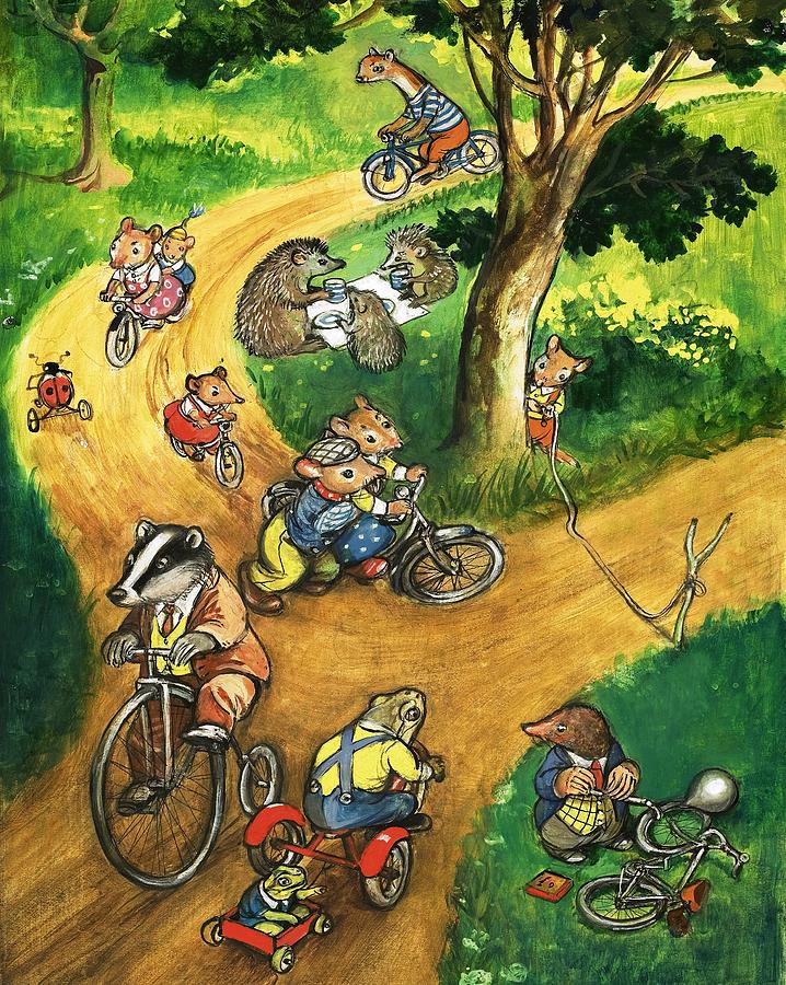 Town Mouse And Country Mouse Cycling Painting by Philip Mendoza