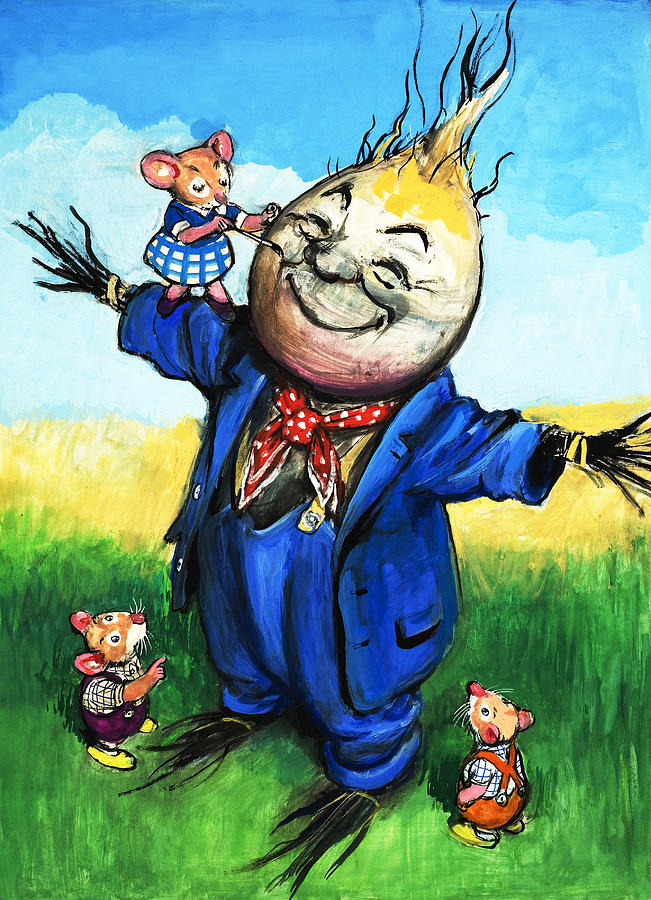 Town Mouse And Country Mouse Scarecrow Painting by Philip Mendoza