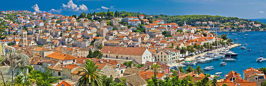 Town of Hvar aerial panorama Photograph by Brch Photography