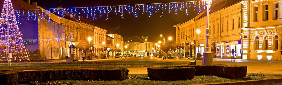 Town of Koprivnica Christmas panorama Photograph by Brch Photography
