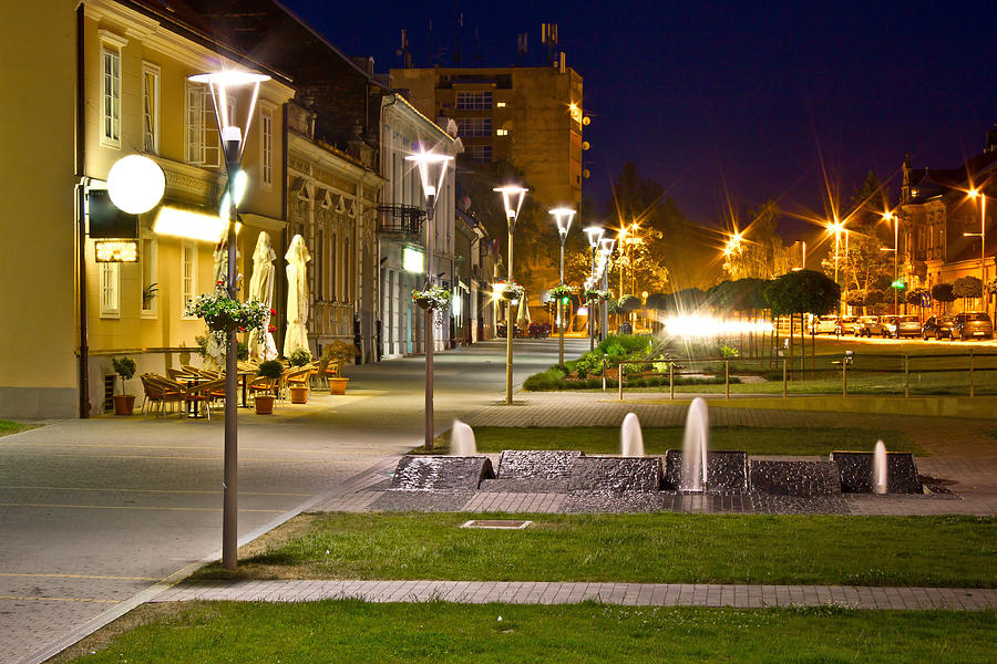 Town of Krizevci walkway night scene Photograph by Brch Photography