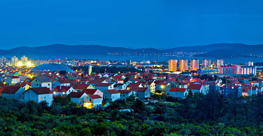 Town of Zadar blue hour panorama Photograph by Brch Photography