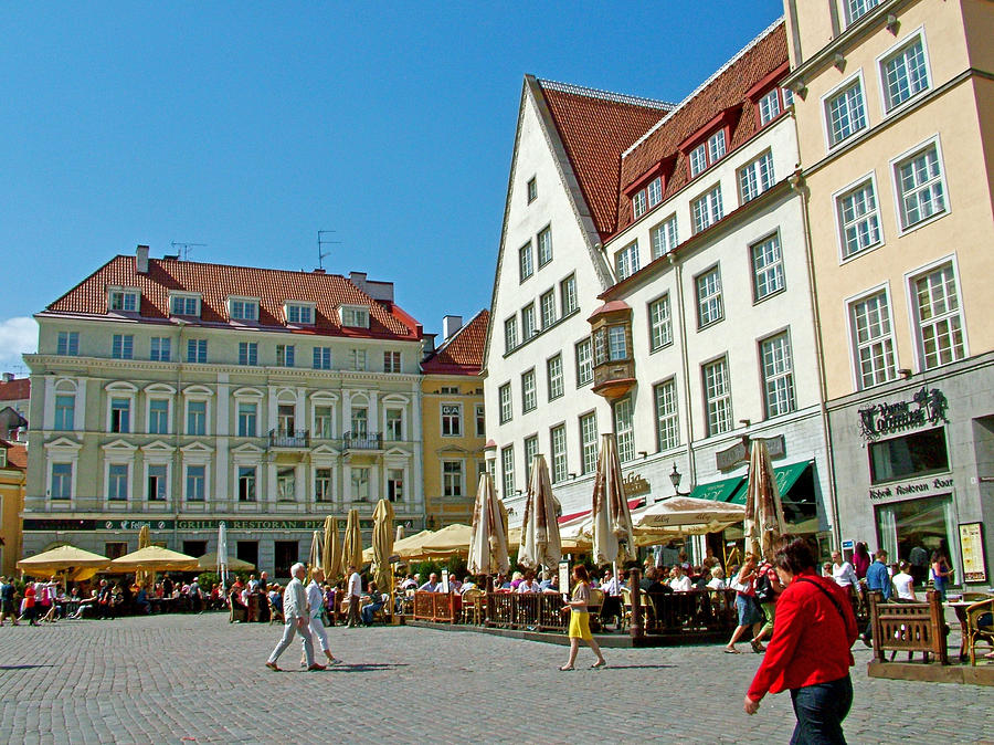 Estonia Photograph - Town Square in Old Town Tallinn-Estonia by Ruth Hager