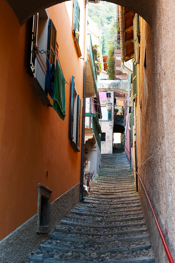 Architecture Photograph - Town Steep Street, Varenna, Como by Panoramic Images