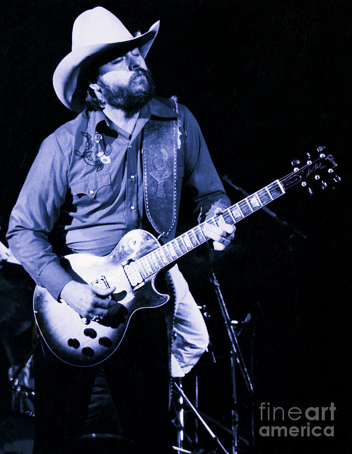 Toy Caldwell of The Marshall Tucker Band at The Cow Palace-New Years in Unique Blue Hue Photograph by Daniel Larsen