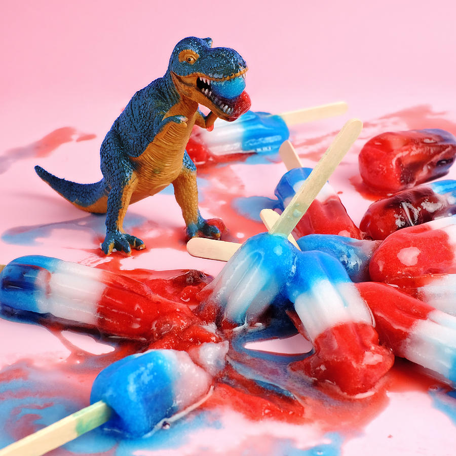 Toy Dinosaur With Red White And Blue Photograph by Juj Winn