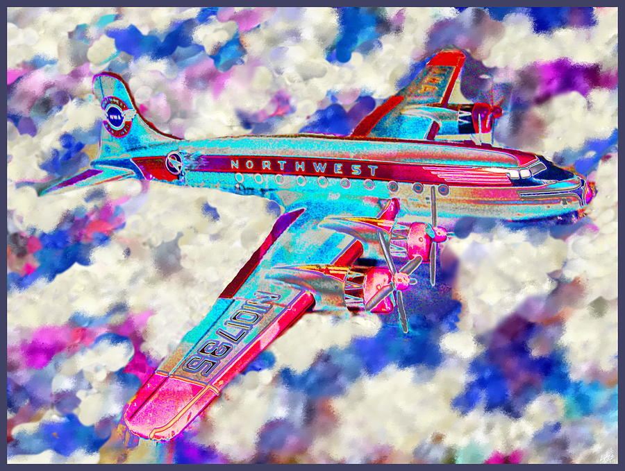 Toy Plane flys Imaginary Skys  Digital Art by Priscilla Batzell Expressionist Art Studio Gallery
