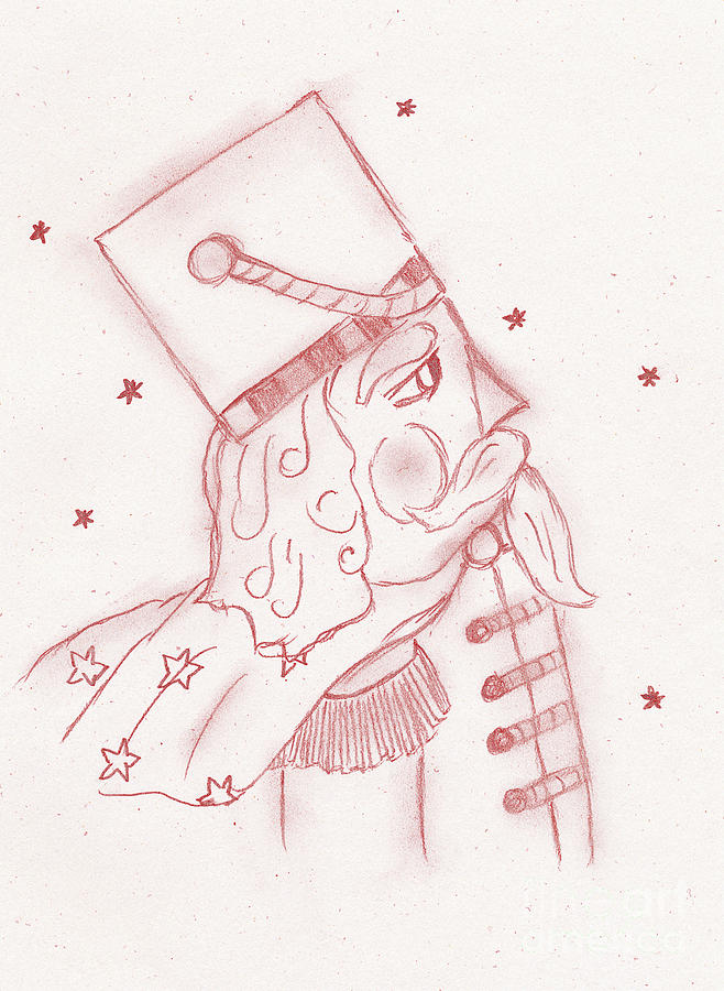 Toy Soldier Nutcracker in Red Drawing by Sonya Chalmers
