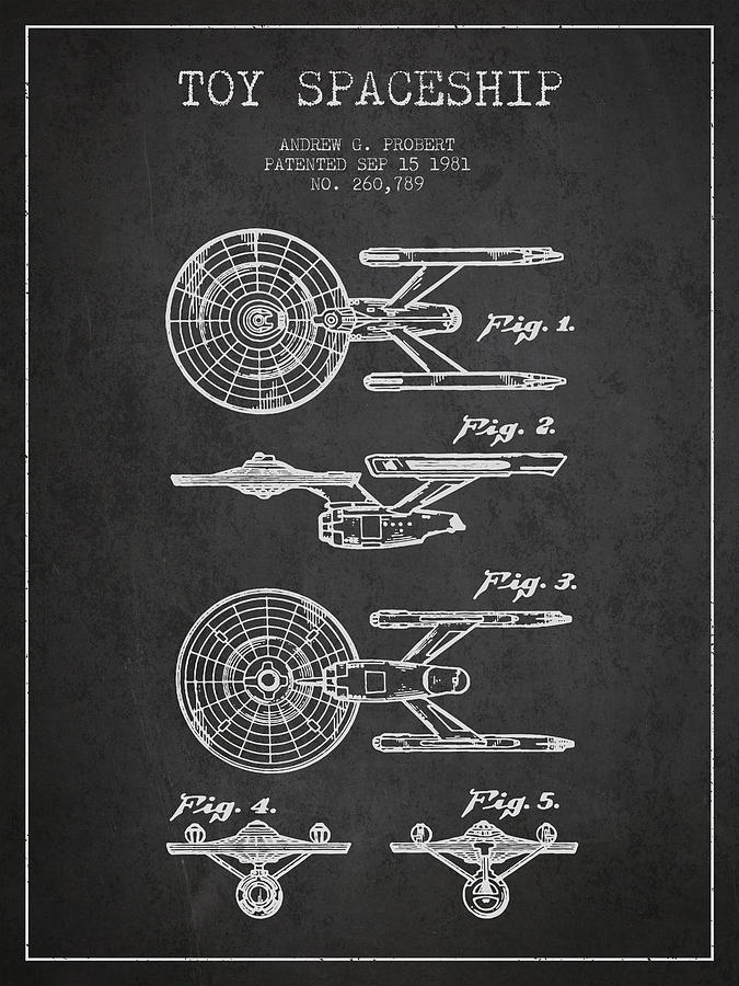 Star Wars Digital Art - Toy Spaceship patent from 1981 - Dark by Aged Pixel