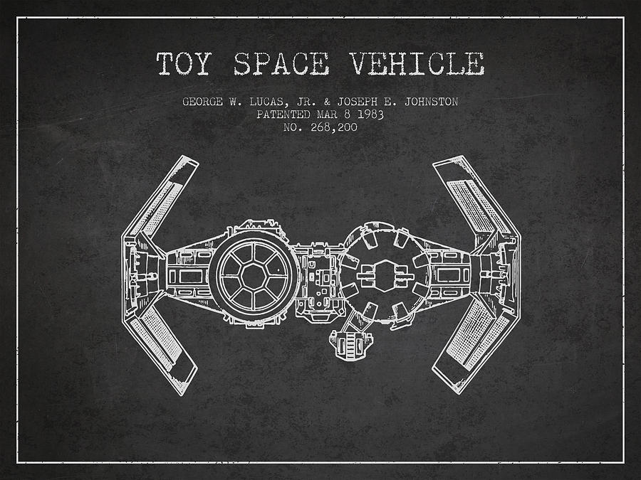 Star Wars Digital Art - Toy Spaceship Vehicle patent from 1983 - Dark by Aged Pixel