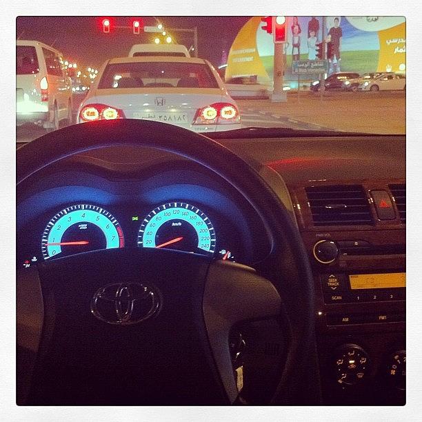 Traffic Photograph - #toyota #dashboard #traffic #qatar by Jenny Santos