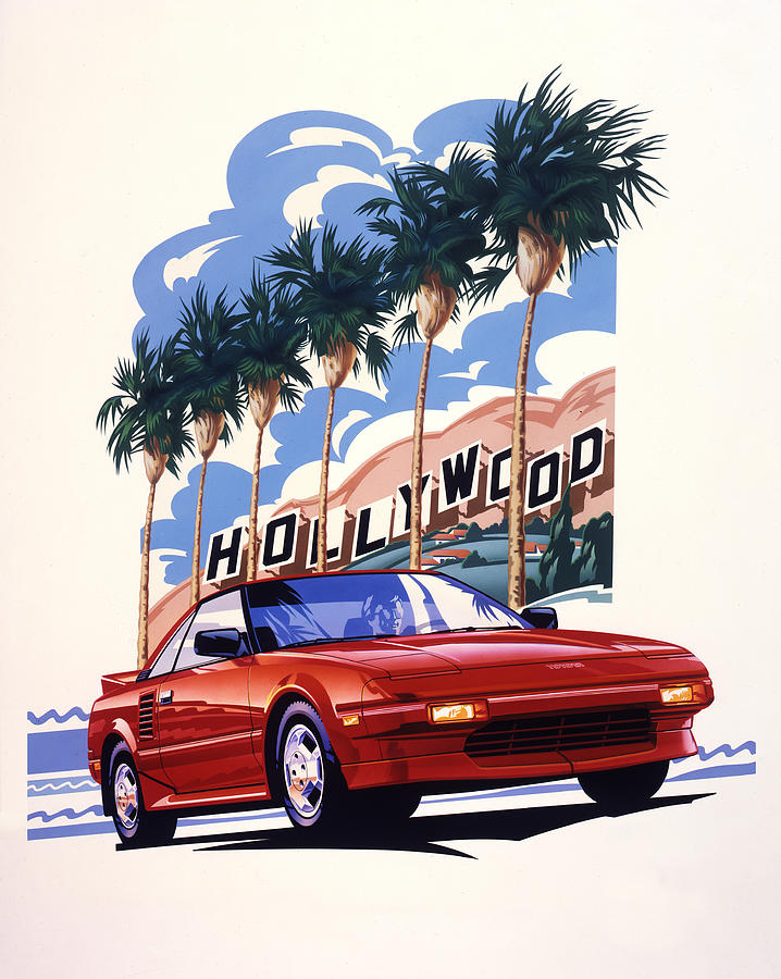 Toyota MR2 Hollywood Hills Painting by Garth Glazier