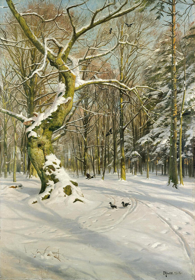 Tracks through the Forest Painting by Peder Mork Monsted