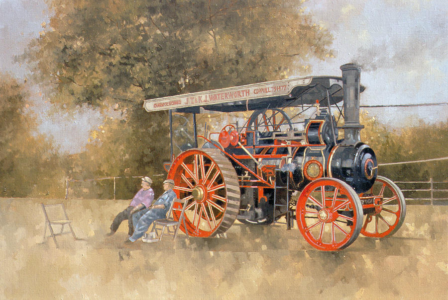 Display Photograph - Traction Engine At The Great Eccleston Show, 1998 Oil On Canvas by Peter Miller