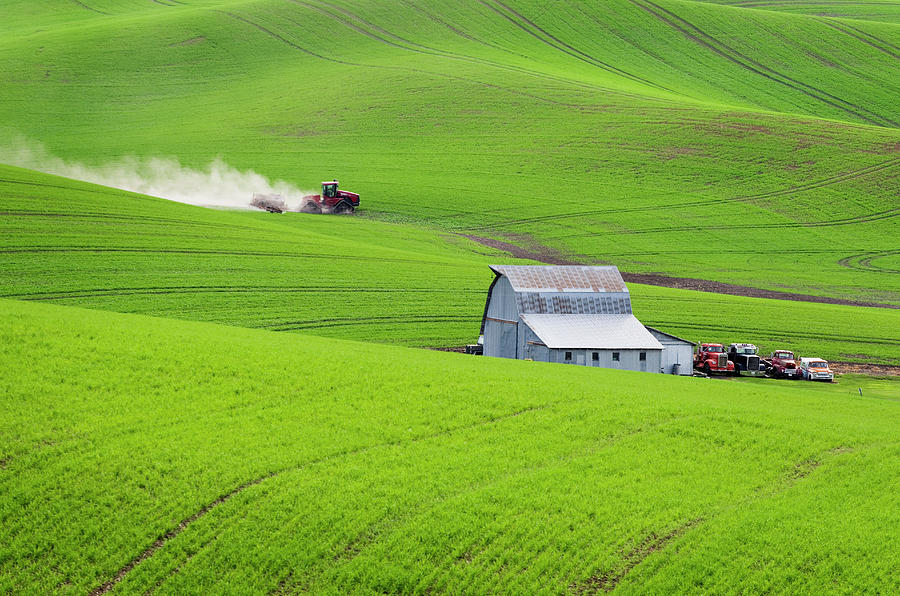 Tractor And Farm, Palouse Photograph by Alan Majchrowicz