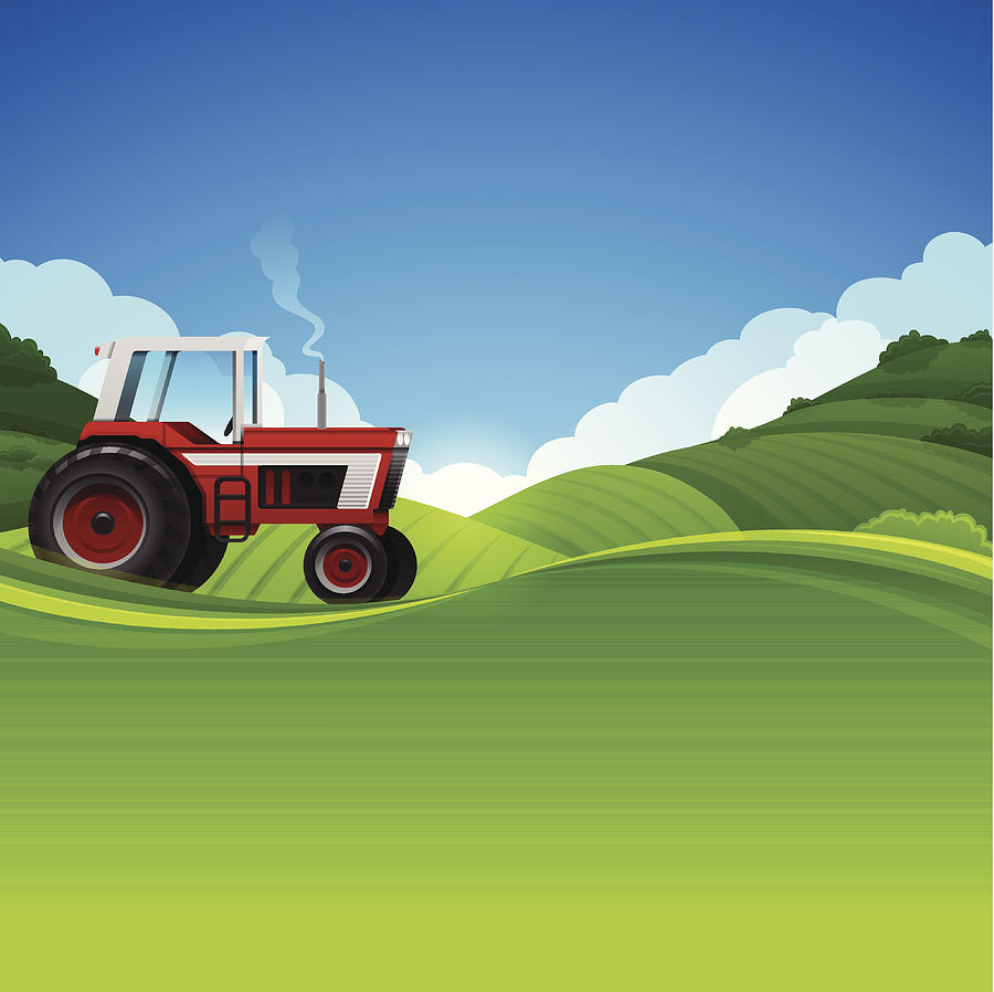 Tractor Farming Background Drawing by Filo
