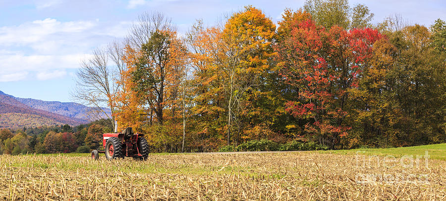 Tractor in Autumn New England field Photograph by Ken Brown