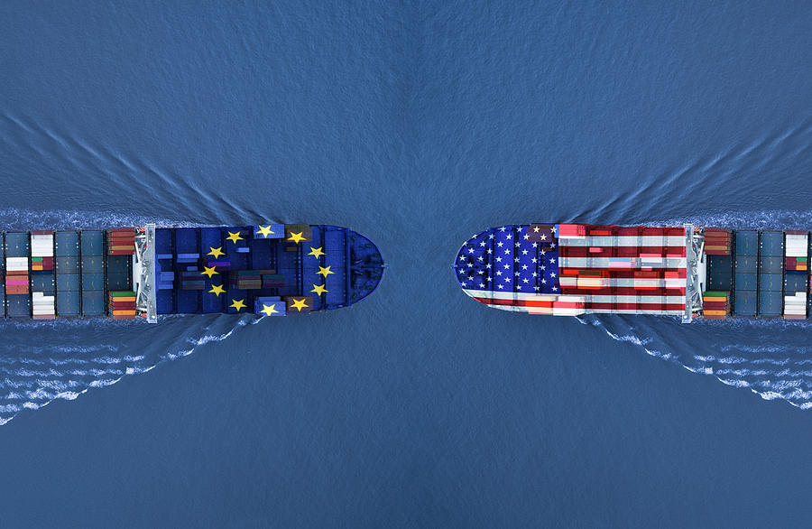 Trade war between EU and USA,concept photo Photograph by Yaorusheng