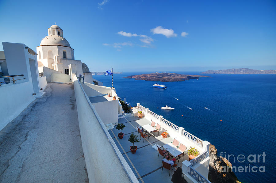 Traditional architecture in Fira on Santorini island Greece Photograph by Michal Bednarek