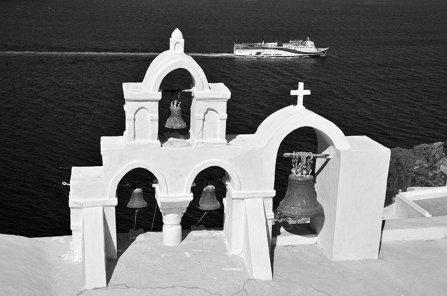 Summer Photograph - Traditional belfry in Oia by George Atsametakis
