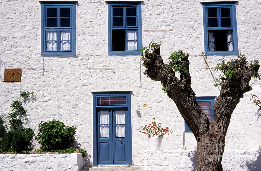 Shower Curtains Photograph - Traditional building in Hydra island by George Atsametakis