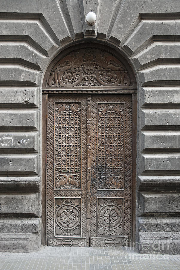 Traditional Carved Wood Door In Yerevan Armenia Photograph by JM Travel Photography