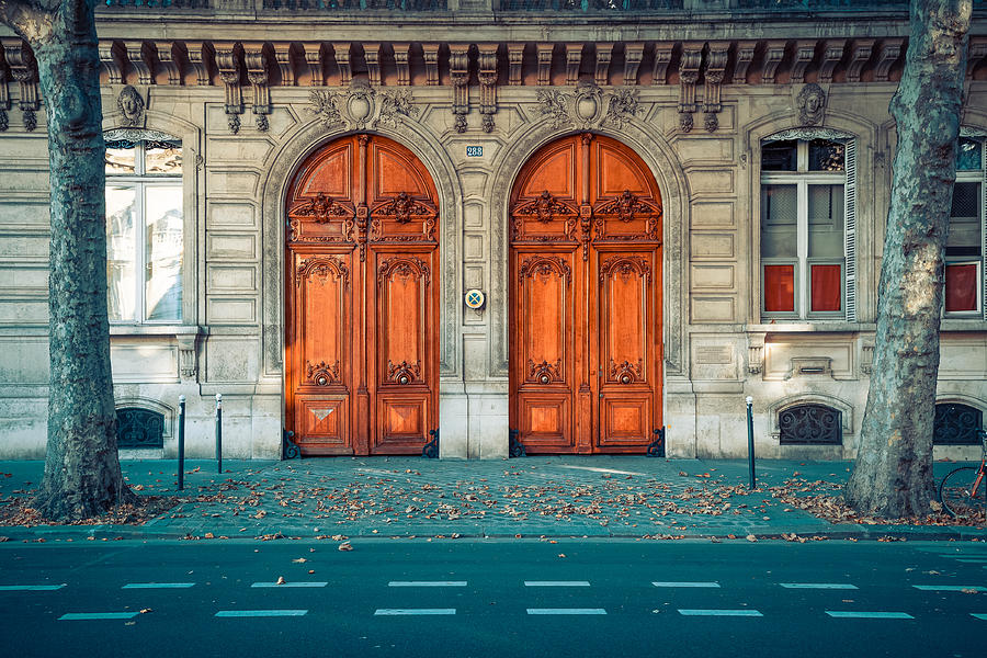 Traditional European wood gate in the boulevard of Paris Photograph by Kiszon Pascal