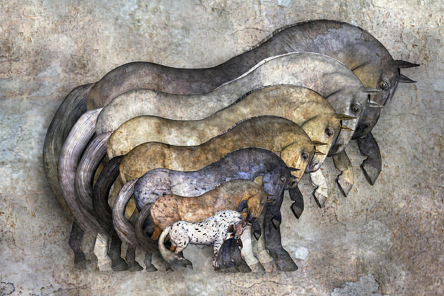 Fantasy Digital Art - Traditional Horses by Betsy Knapp