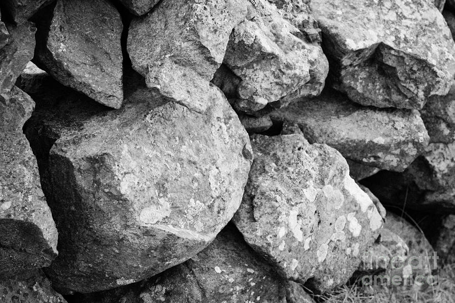 Spring Photograph - Traditional Irish Dry Stone Wall Basalt Stones Rathlin Island County Antrim Northern Ireland by Joe Fox