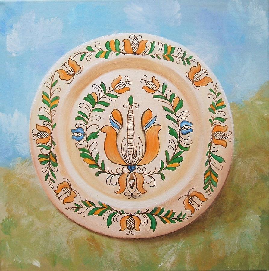Traditional plate Painting by Mihaela Sebeni