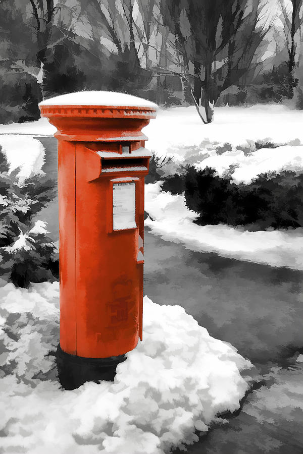 Painted effect - Traditional red post box Photograph by Sue Leonard