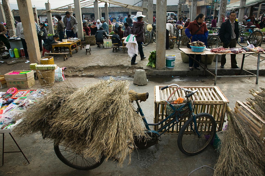 Bicycle Photograph - Traditional Town Market With Grass by Panoramic Images