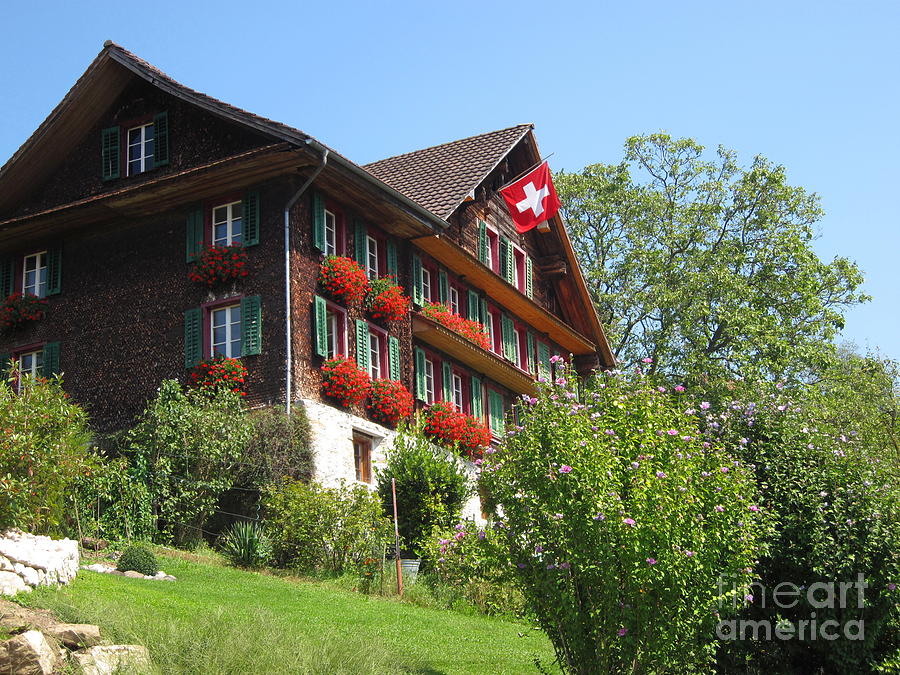 Traditional wooden Swiss House Photograph by Amanda Mohler