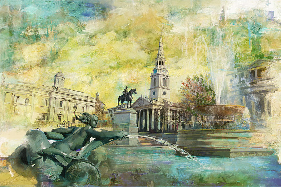 Trafalgar Square Painting by Catf