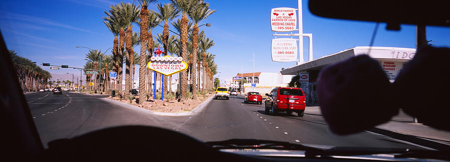 Las Vegas Photograph - Traffic Entering Downtown, Las Vegas by Panoramic Images