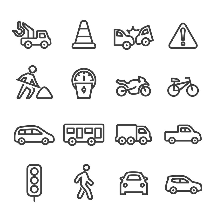 Traffic Icons - Line Series Drawing by -victor-