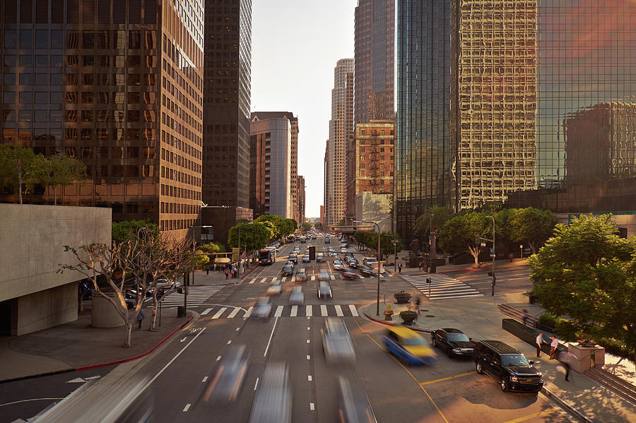 Traffic In Downtown Los Angeles Photograph by Steve Lewis Stock