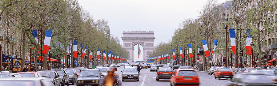 Paris Photograph - Traffic On A Road, Arc De Triomphe by Panoramic Images