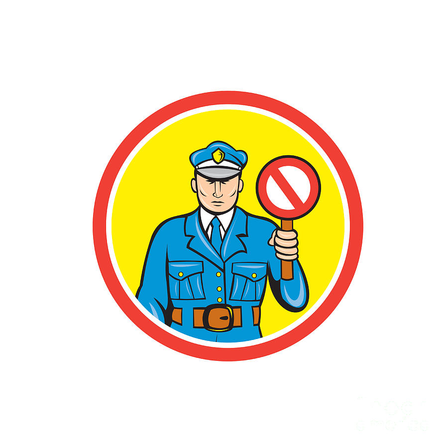 Traffic Policeman Stop Hand Signal Cartoon Digital Art by Aloysius  Patrimonio - Fine Art America