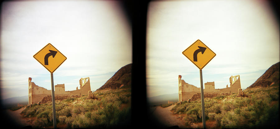 Desert Photograph - Traffic Signs Point To A Ghost Town by Stephanie Diani