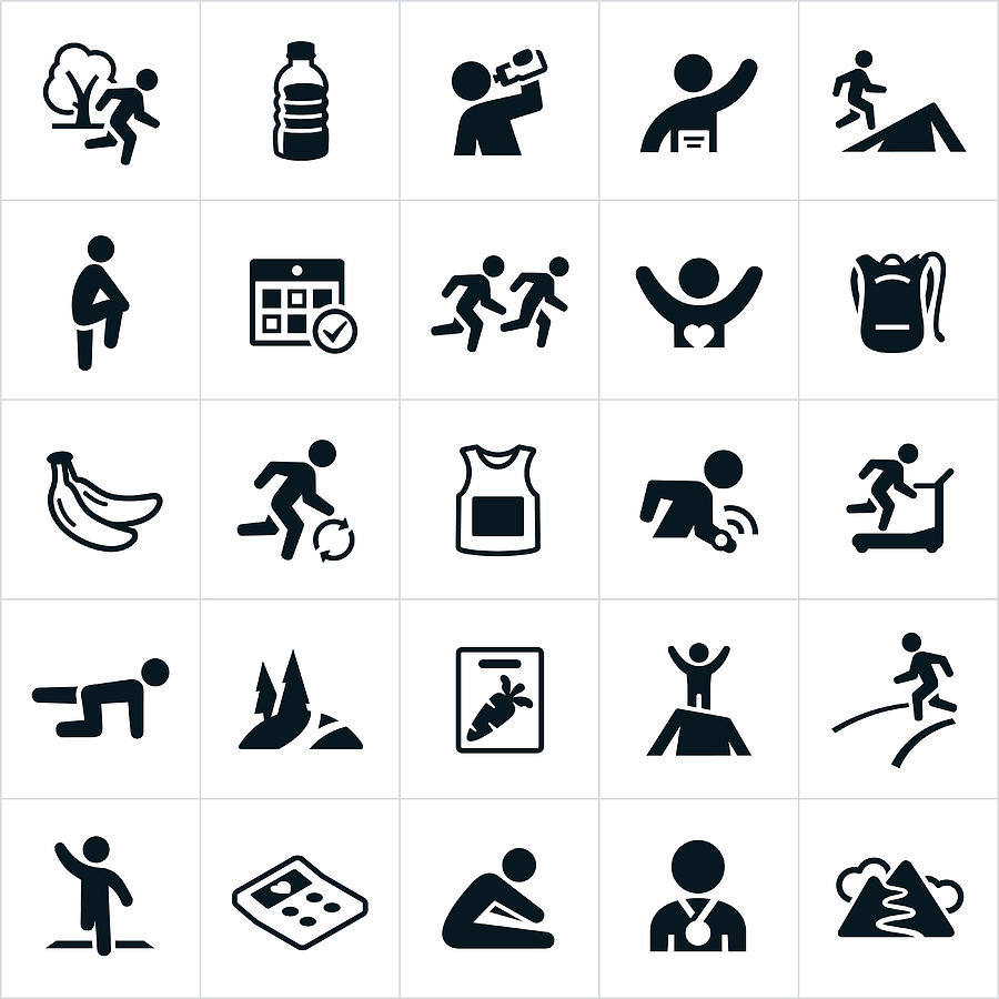 Trail And Road Running Icons Drawing by Appleuzr